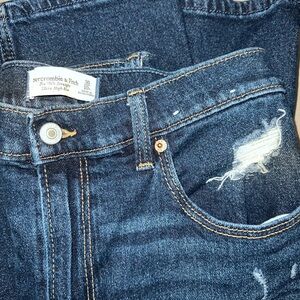Abercrombie & Fitch Dark Denim Distressed Jeans